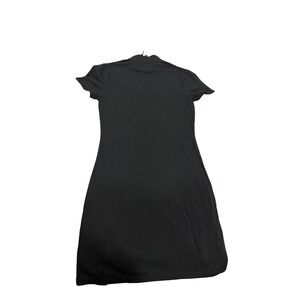 Y&R Black Mock‎ Neck Short Sleeve Button Detail Midi Dress Women's Medium